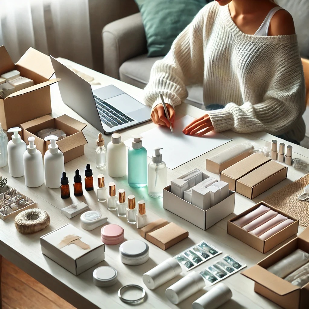 Embalagem de produtos de beleza - auxiliar de produção em casa